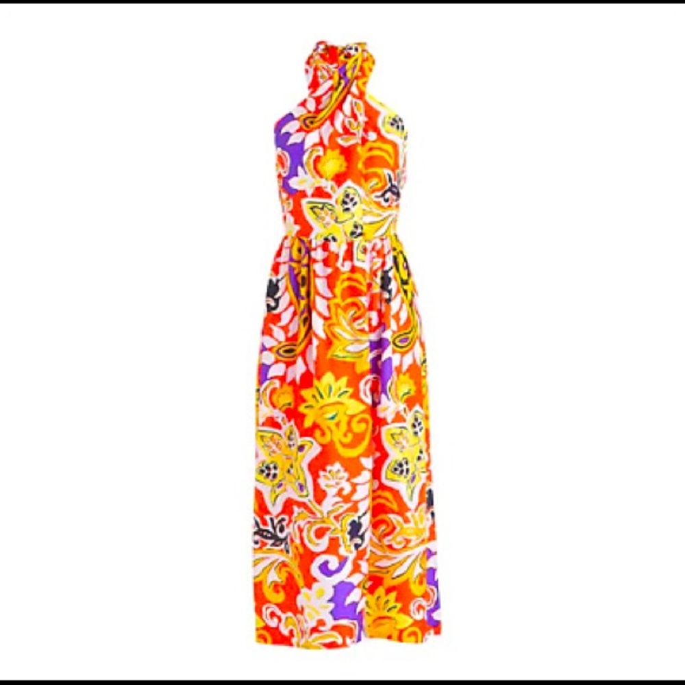 J. Crew NWT silk maxi sarong dress painted paisley